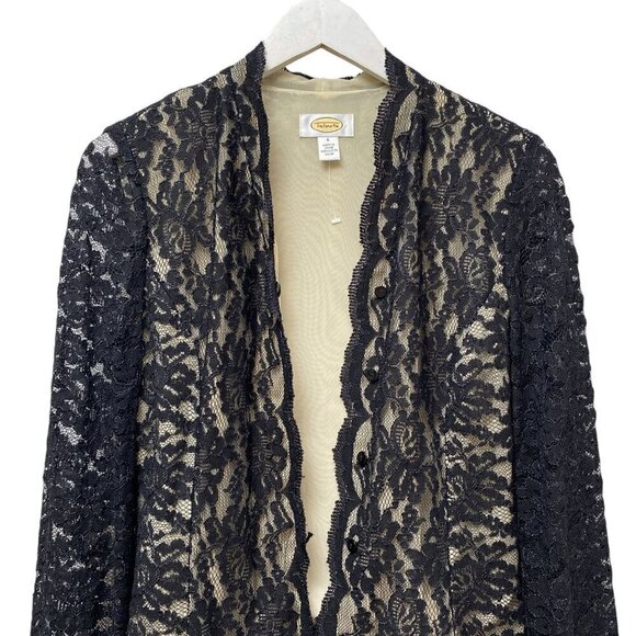 TALBOTS Black Lace Top Size 6 Evening Blouse Womens Light Cardigan Jacket - Picture 2 of 15